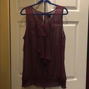 Lane Bryant see through blouse. Burgundy.